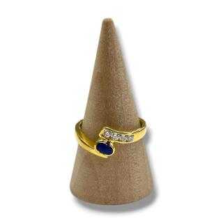 Bague or jaune 18ct avec pierres synthétiques