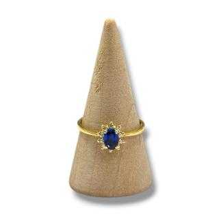 Bague or jaune 19ct avec pierres synthétiques