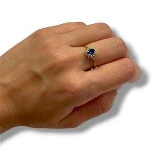 Bague or jaune 19ct avec pierres synthétiques