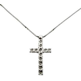 Collier & Pendentif Croix Or Blanc 18ct