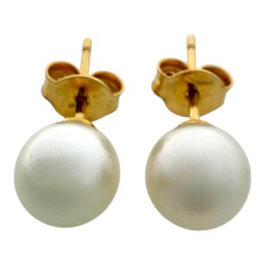 Boucles D'Oreilles Perles & Or Jaune 18ct