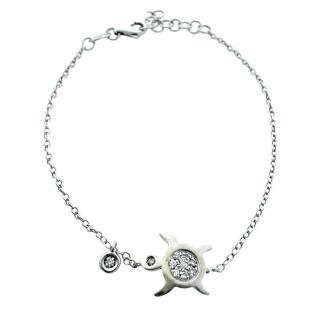 Bracelet Or Blanc 18ct Tortue avec Diamants