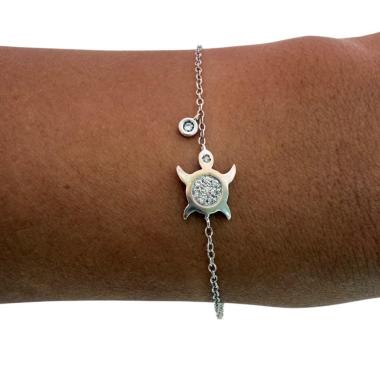 Bracelet Or Blanc 18ct Tortue avec Diamants