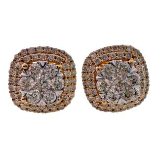 Clous D'Oreilles Christian Or Jaune 18ct & Diamants 1CT /...
