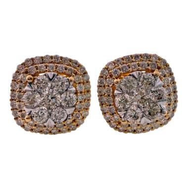 Clous D'Oreilles Christian Or Jaune 18ct & Diamants 1CT / H.si