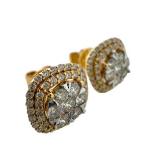 Clous D'Oreilles Christian Or Jaune 18ct & Diamants 1CT /...