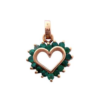 Pendentif Coeur Or Jaune 18ct & Emeraudes