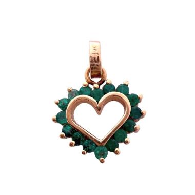Pendentif Coeur Or Jaune 18ct & Emeraudes