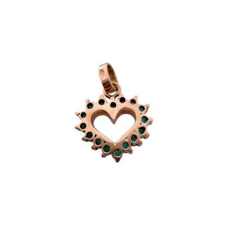 Pendentif Coeur Or Jaune 18ct & Emeraudes