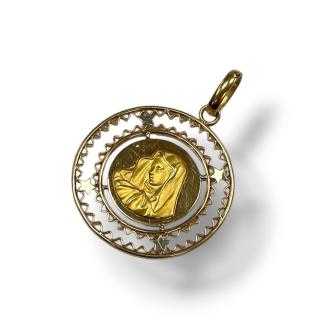 Pendentif Sainte Marie or jaune et blanc 18ct