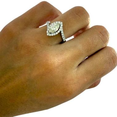 Bague Or Blanc 18ct & Diamant taille Marquise