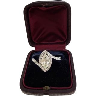 Bague Or Blanc 18ct & Diamant taille Marquise