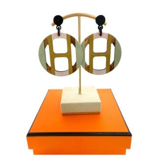 Boucles D'Oreilles Hermes H Equipe Multicolore