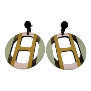 Boucles D'Oreilles Hermes H Equipe Multicolore