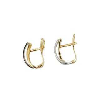 Boucles d'Oreilles Or Blanc&Jaune 18 Ct
