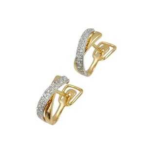 Boucles d'Oreilles Or Blanc&Jaune 18 Ct