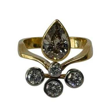 Bague Diamant Poire Brun