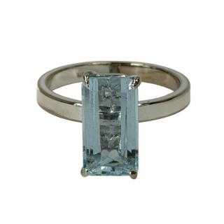 Bague Or Blanc Aigue Marine