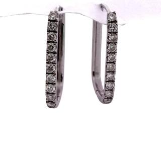 Créoles Rectangle Arrondi Kunz Or Blanc 18ct & Diamants