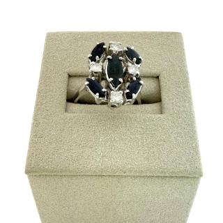 Bague Or Blanc 18ct Diamants & Saphirs