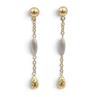 Boucles d'Oreilles Or Jaune&Blanc 18 Ct