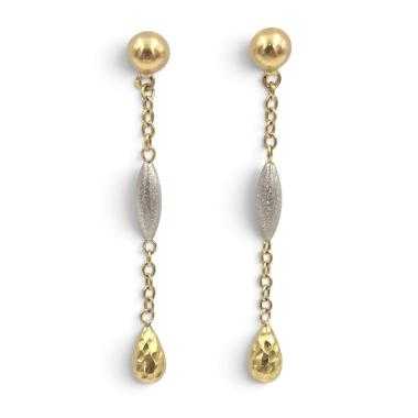 Boucles d'Oreilles Or Jaune&Blanc 18 Ct