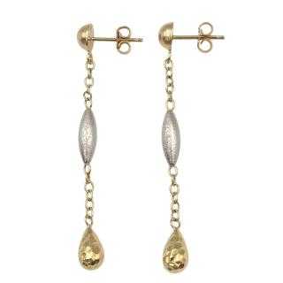 Boucles d'Oreilles Or Jaune&Blanc 18 Ct