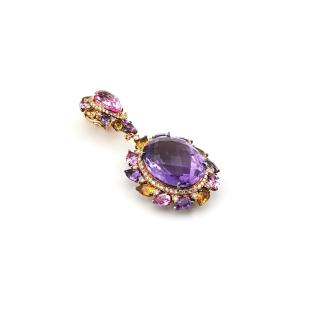 Pendentif Or rose 18k Améthystes & Saphirs